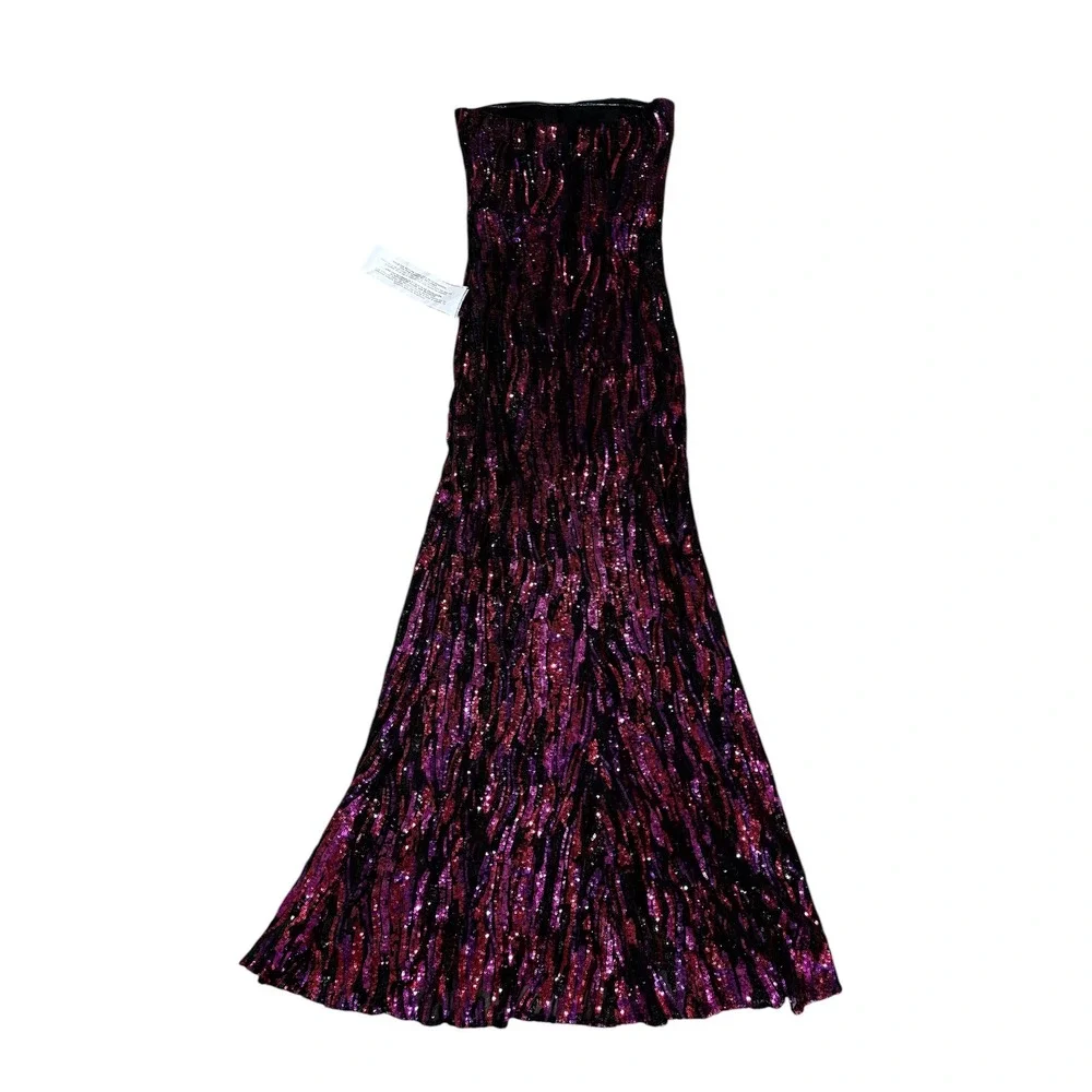 NWT Dress the Population Nikita Sequin Strapless GownSize XS | Fuchsia Multi‎